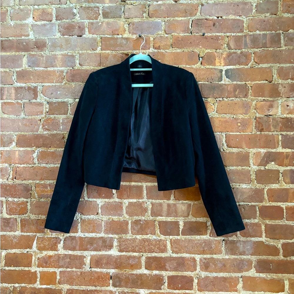 Calvin Klein open front cropped jacket bolero - black velvet